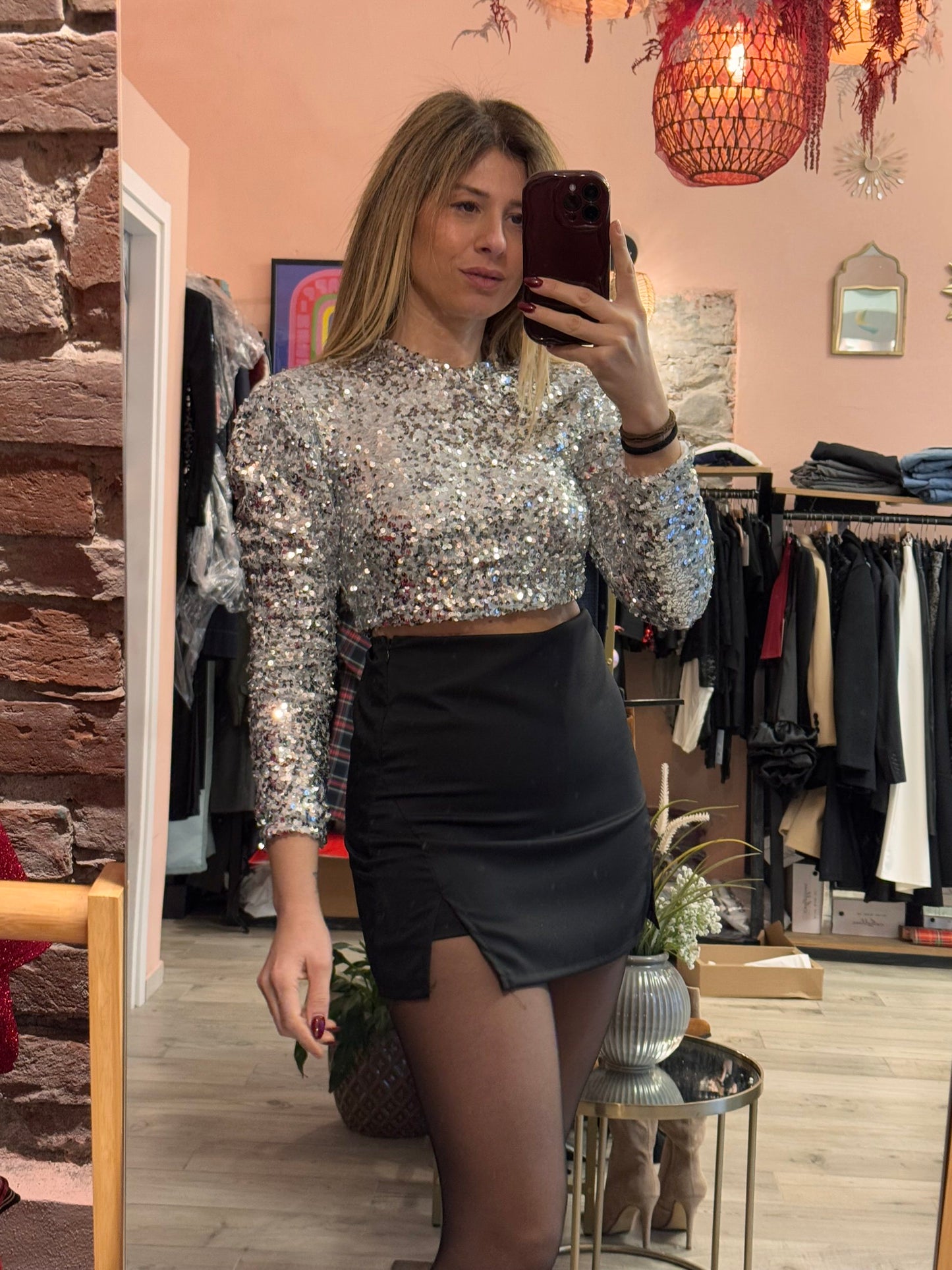 Crop top paillettes