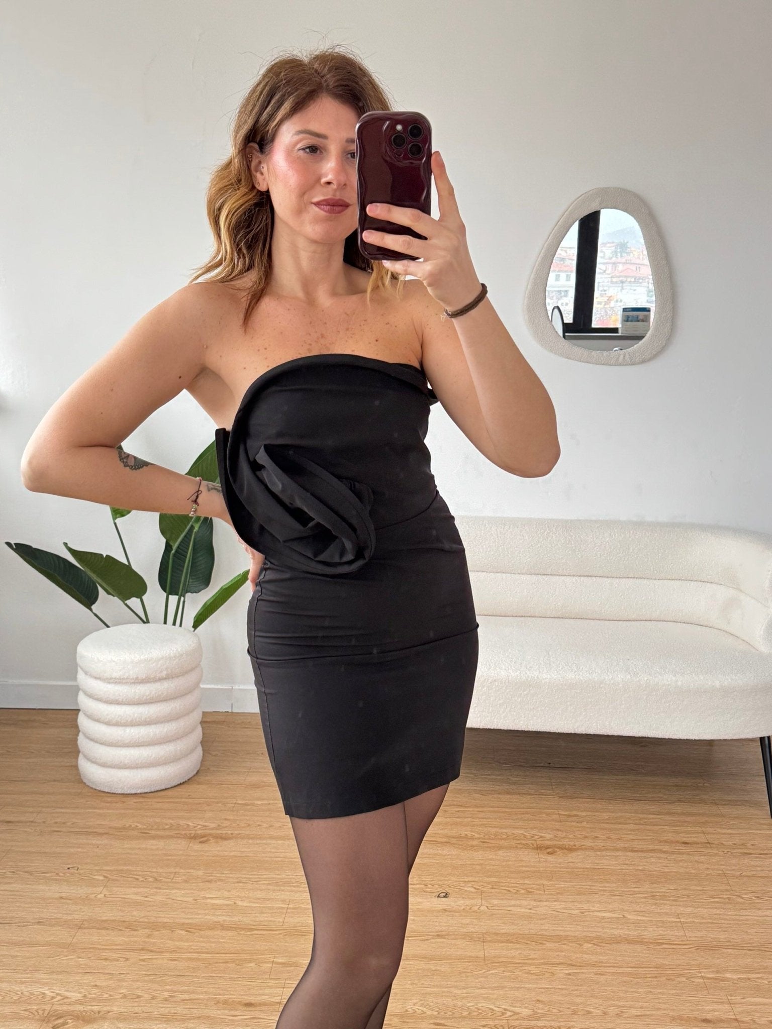Abito senza spalline con maxi fiore by Lumina - G.Glamour