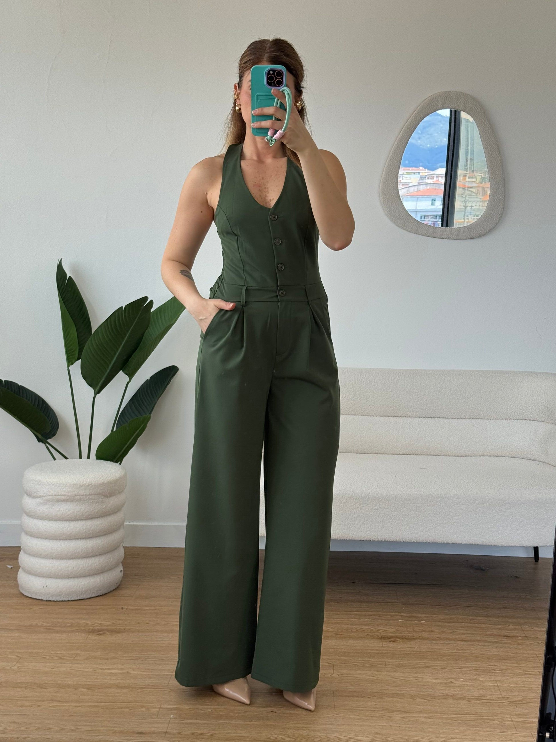 Tuta intera gilet pantaloni palazzo