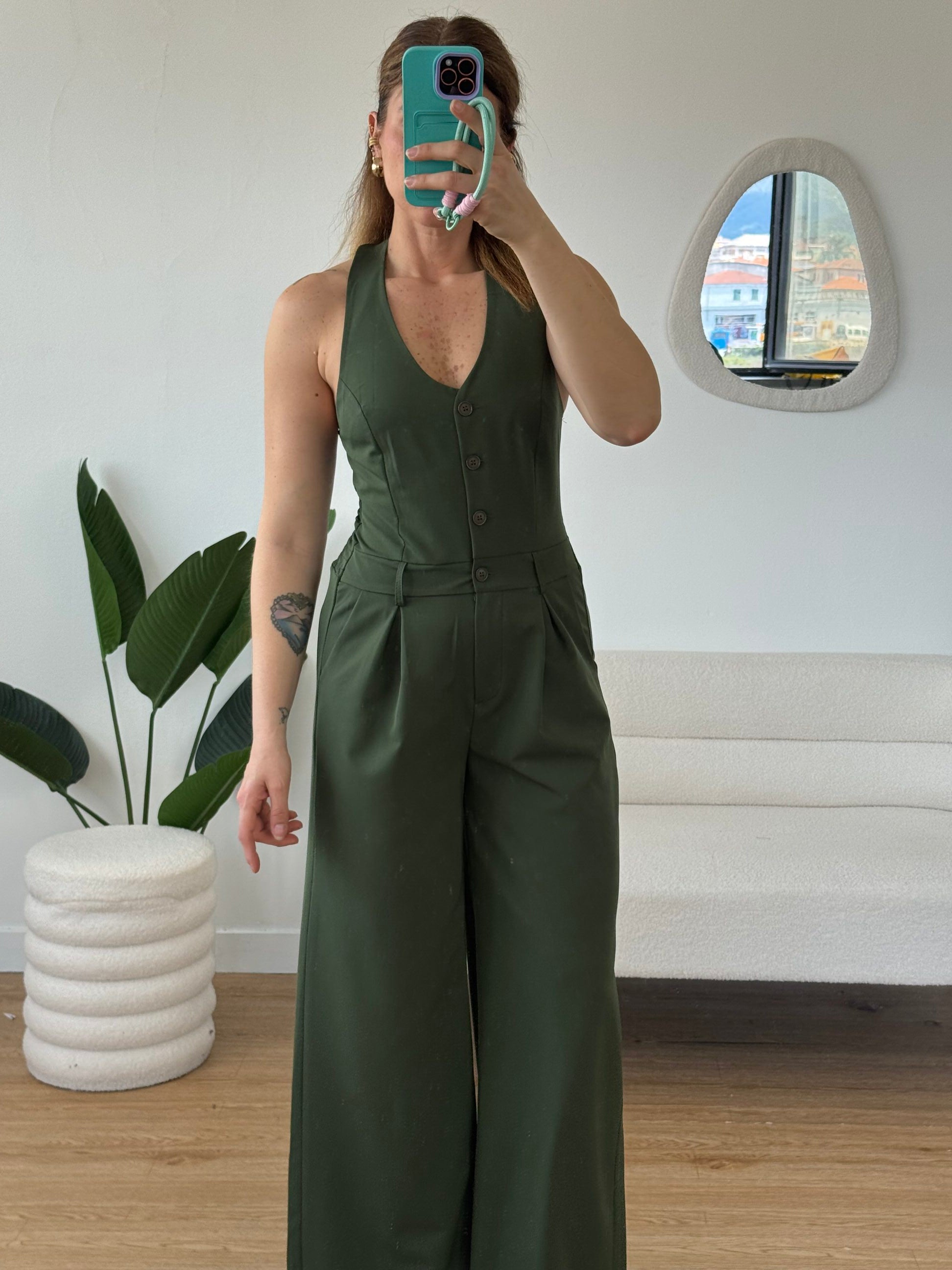 Tuta intera gilet pantaloni palazzo