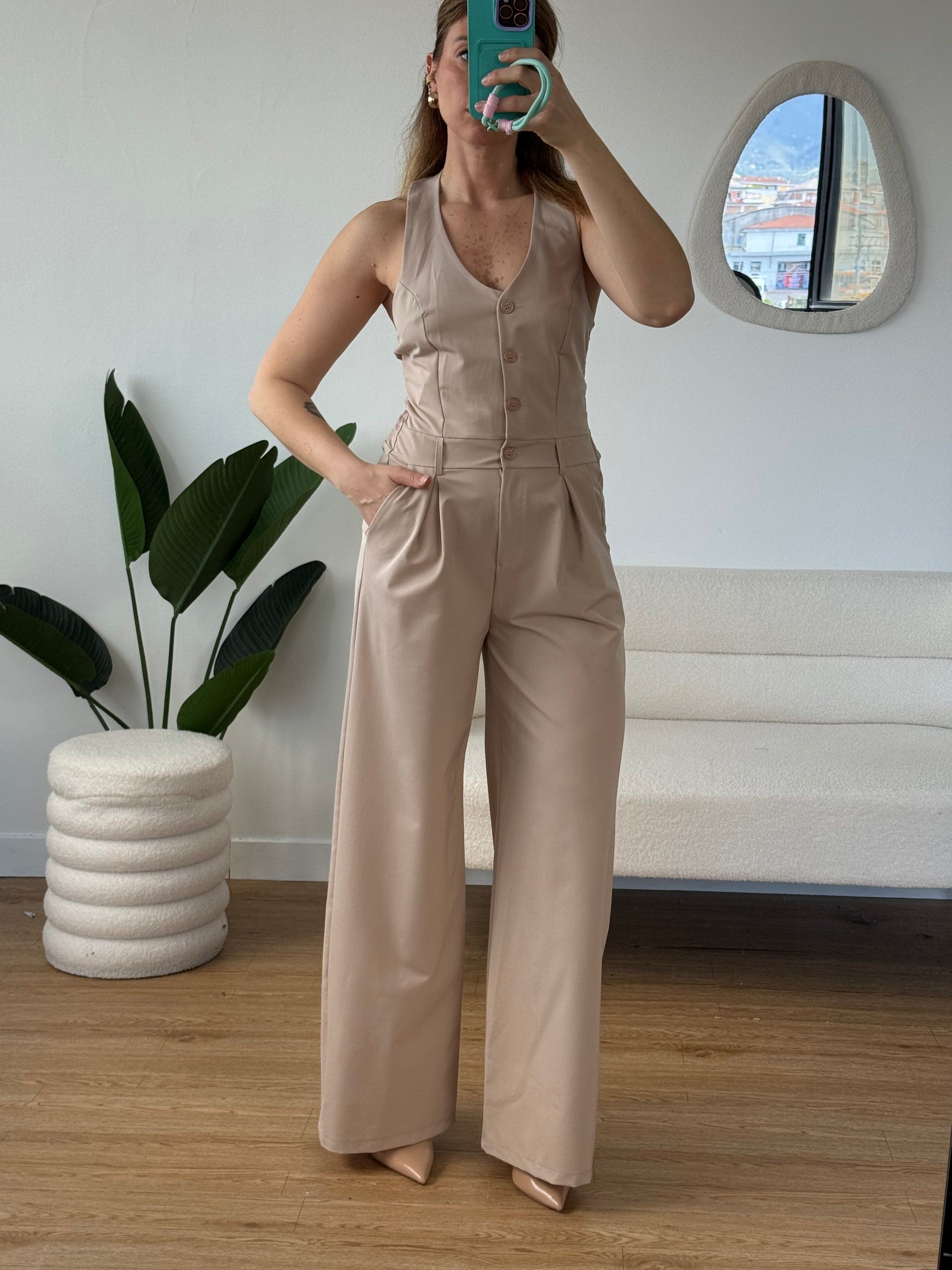 Tuta intera gilet pantaloni palazzo