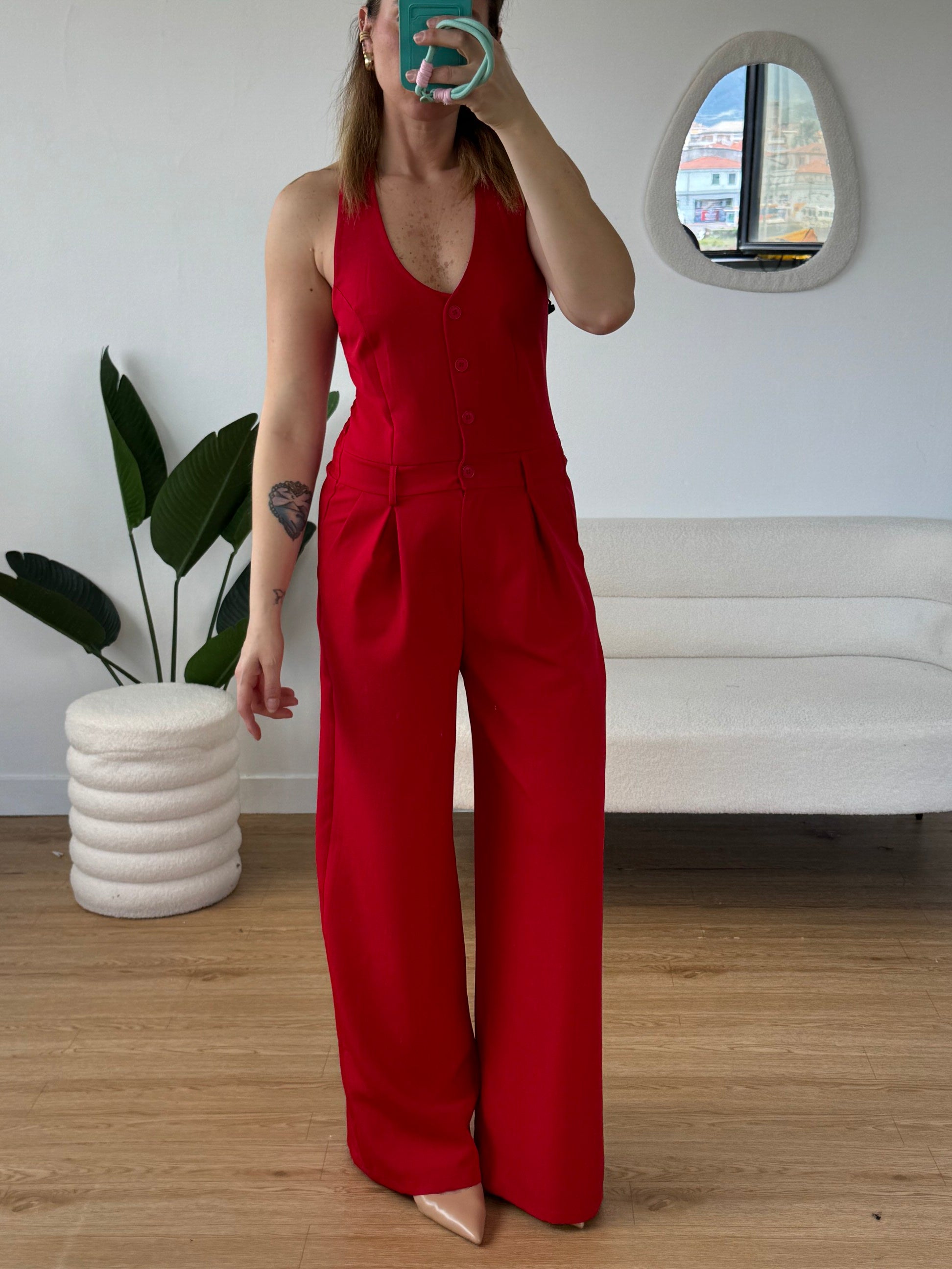 Tuta intera gilet pantaloni palazzo
