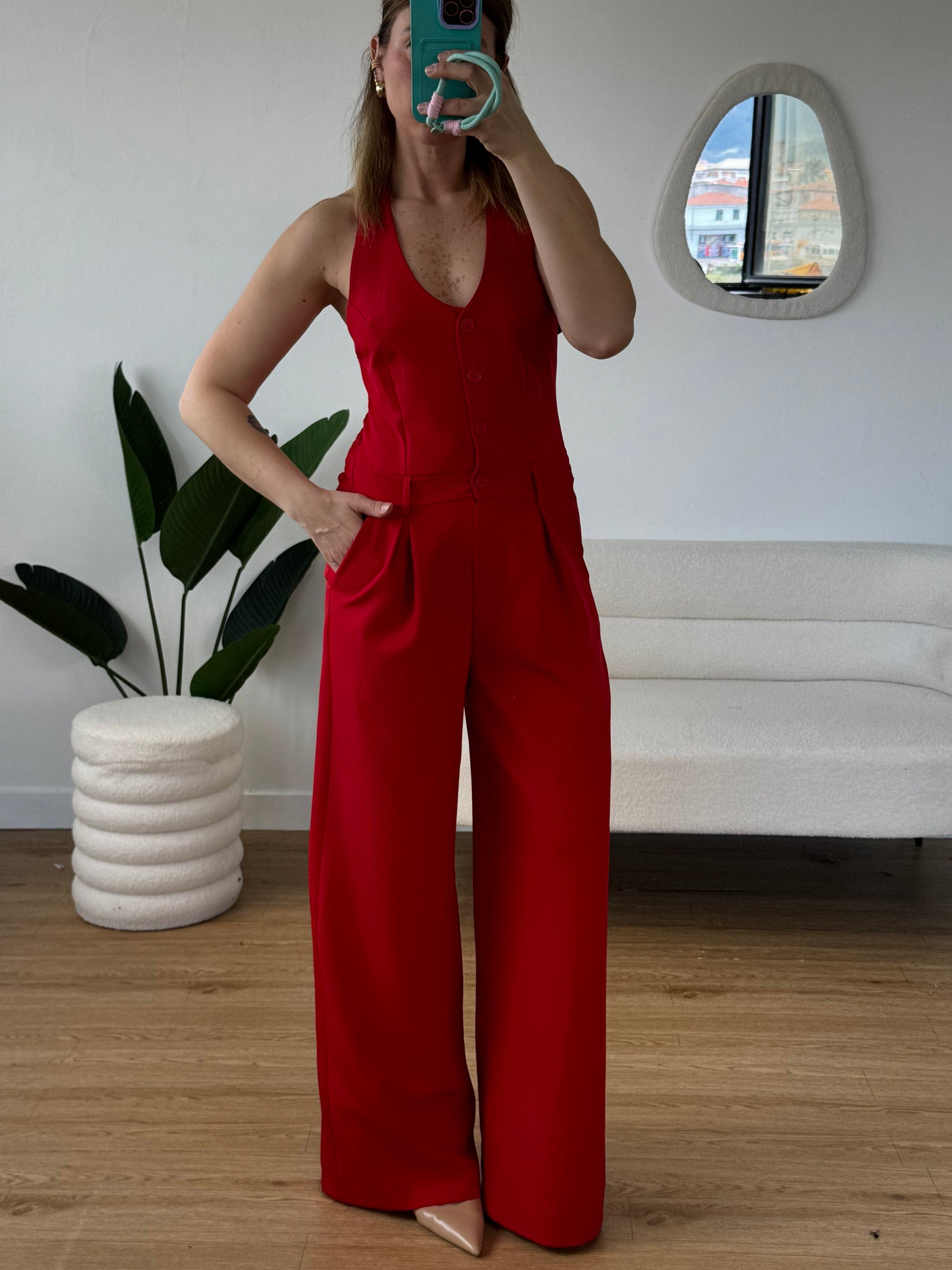 Tuta intera gilet pantaloni palazzo