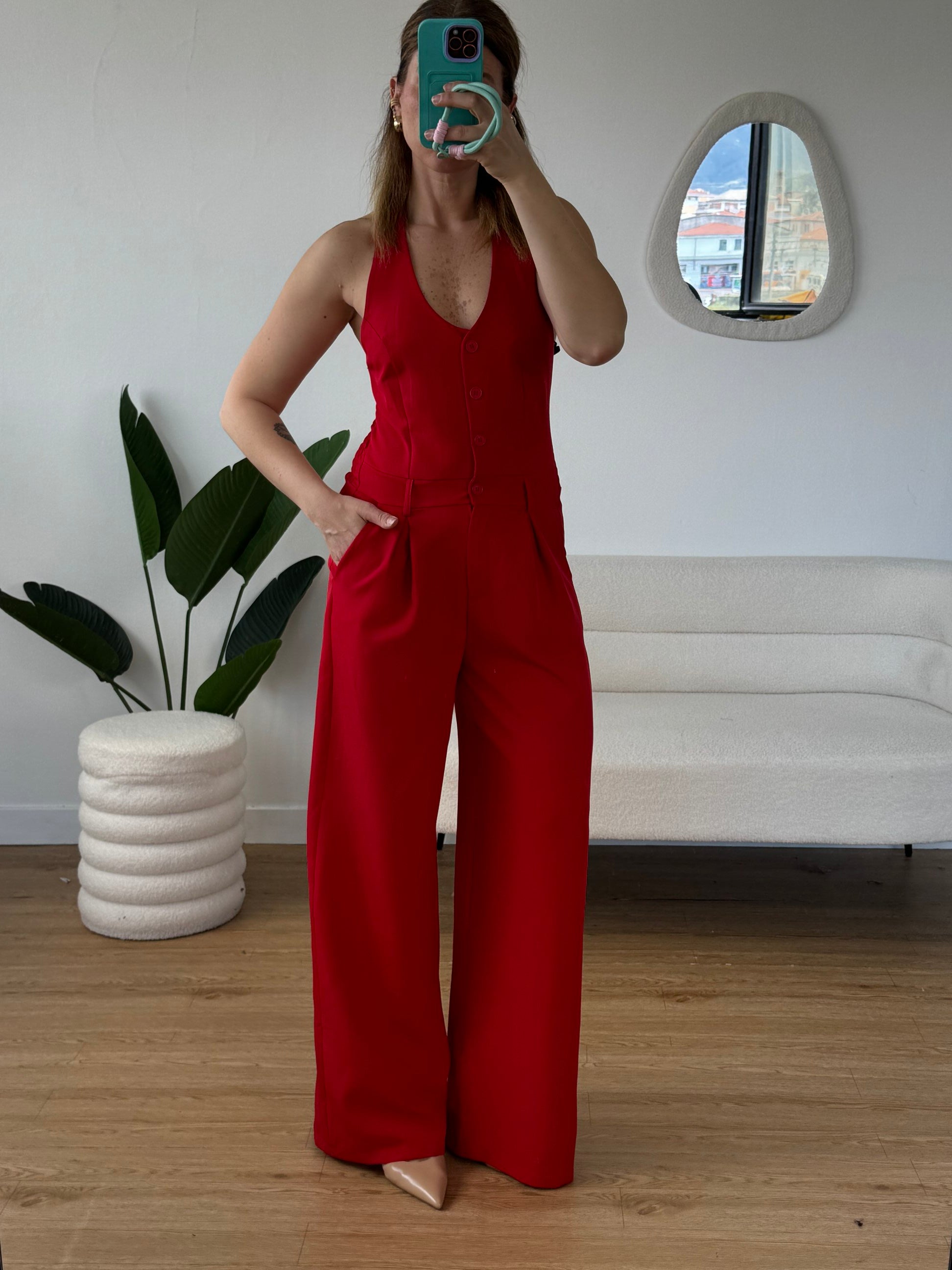 Tuta intera gilet pantaloni palazzo