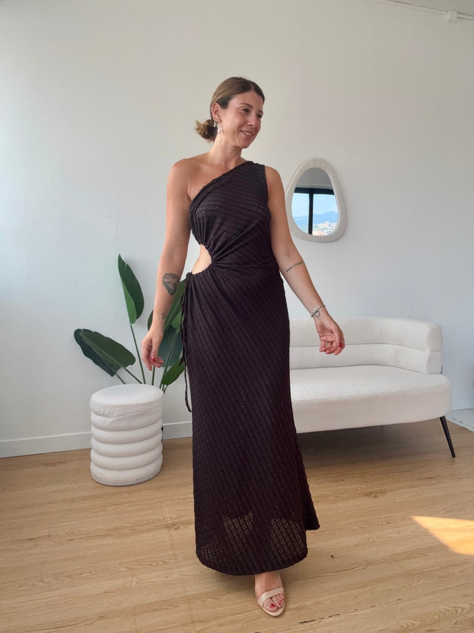 Abito in filo monospalla cut out - G.Glamour