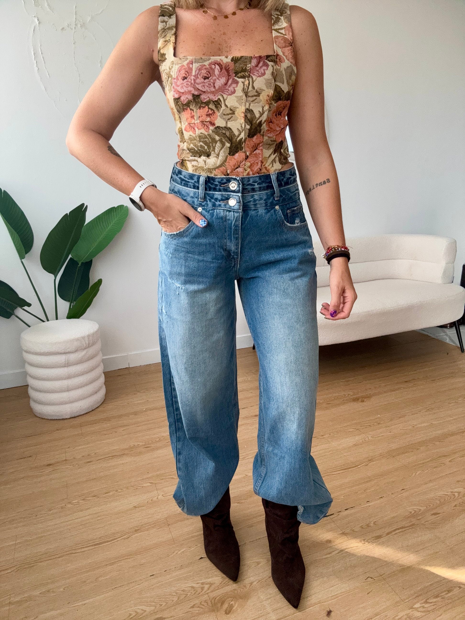 Jeans doppio bottone wide leg