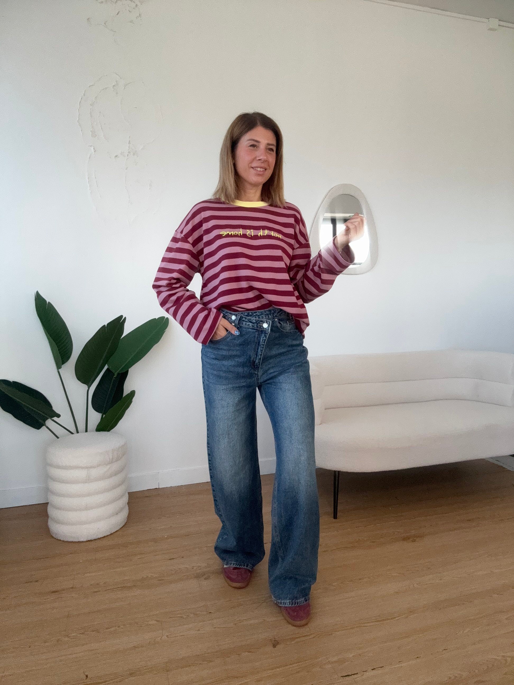 Maglia a righe con scritta