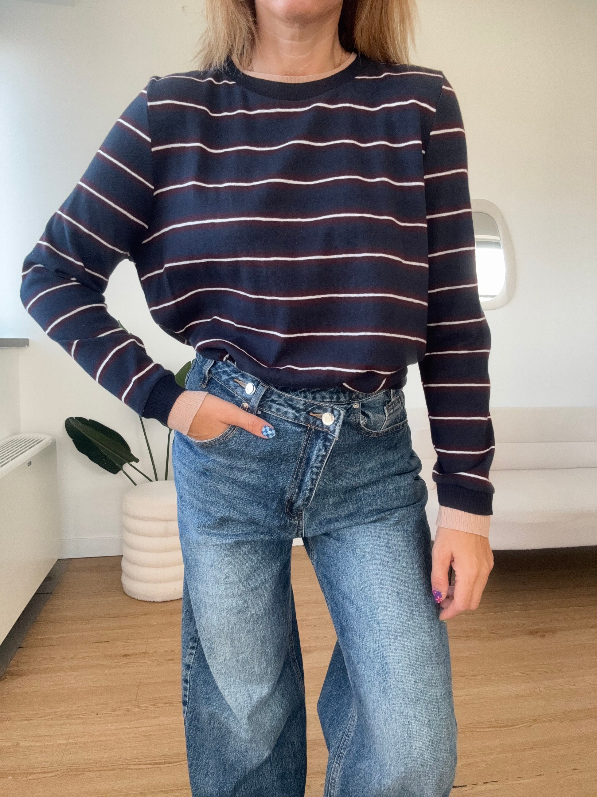 LUMINA- Maglioncino a righe scollo tondo