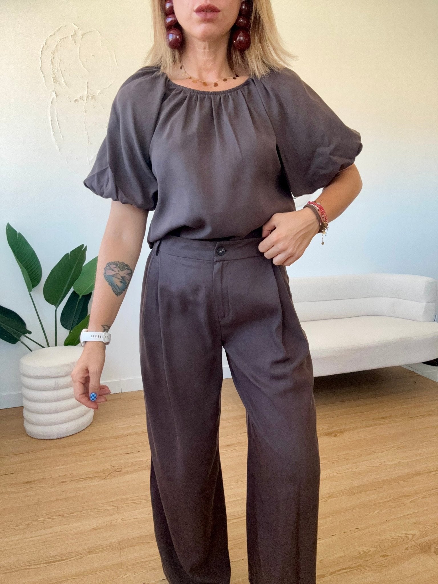 Blusa maniche a sbuffo completo Max - GGlam