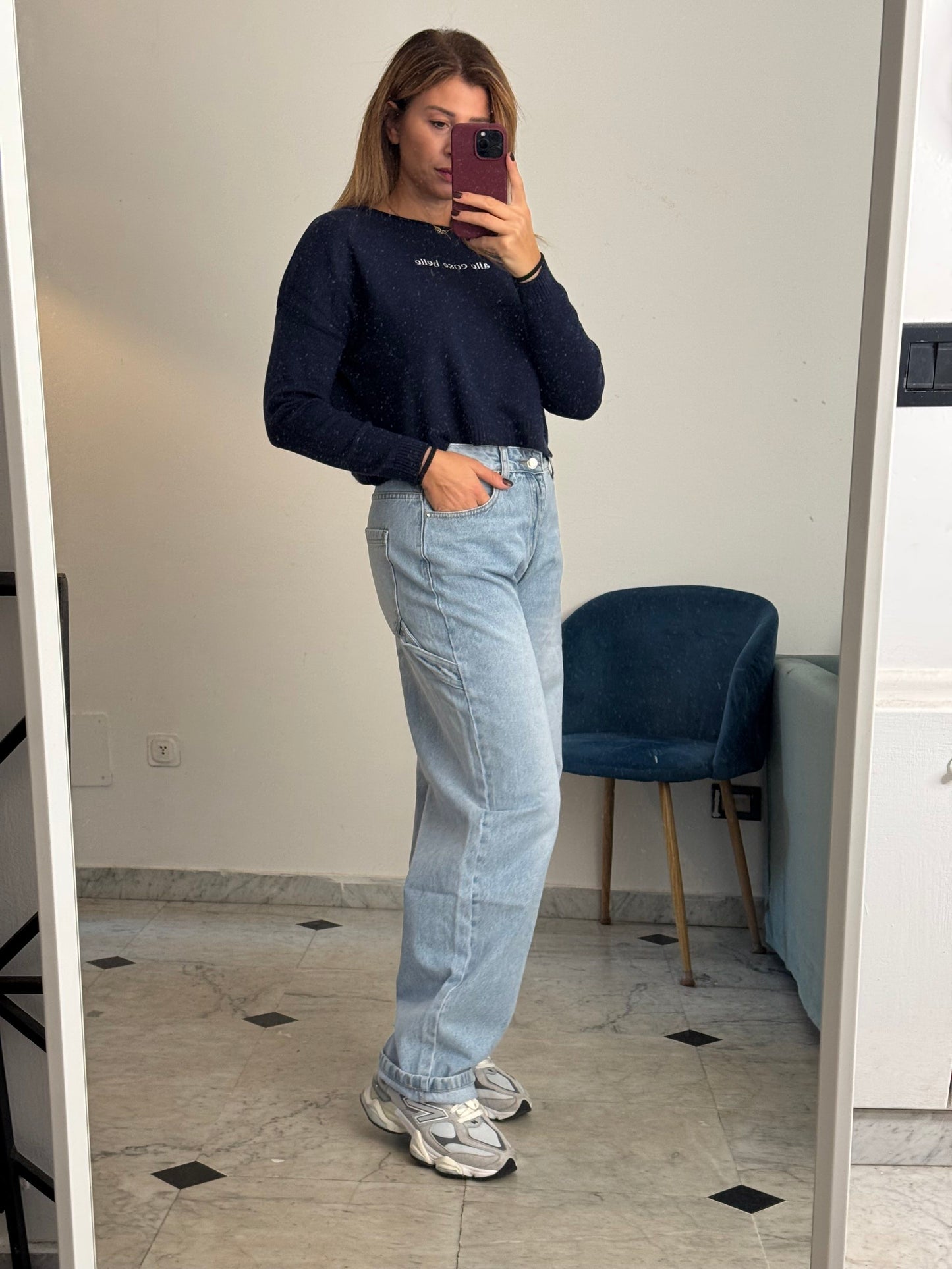 Jeans baggy vita alta