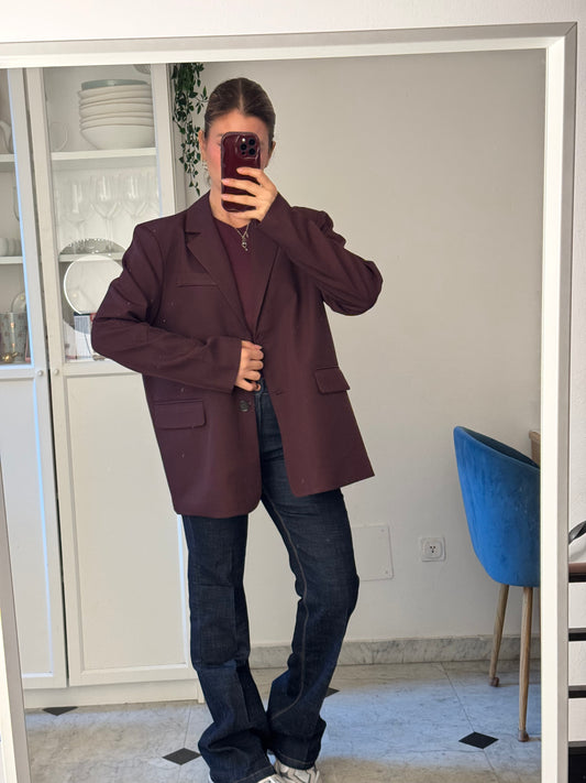 Blazer oversize spacco sul retro Bordeaux