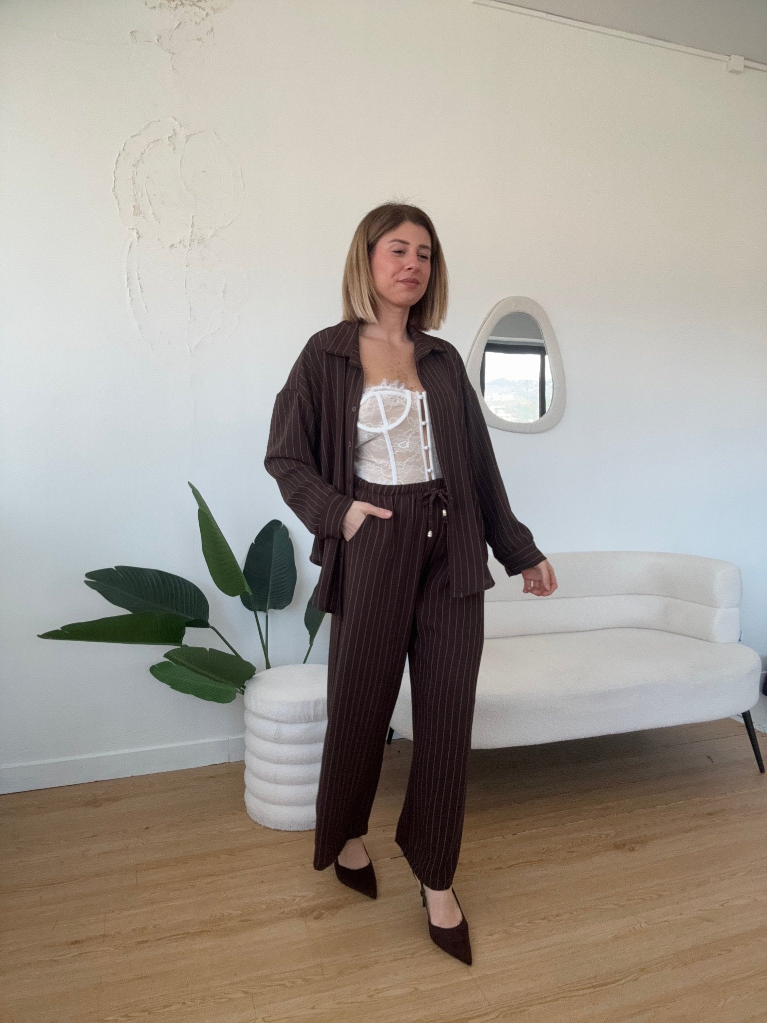 Completo gessato camicia e jogger - G.Glamour