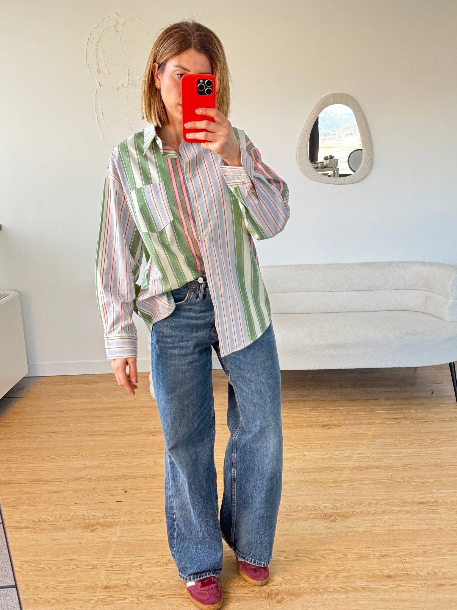 Camicia a righe multicolor oversize - G.Glamour