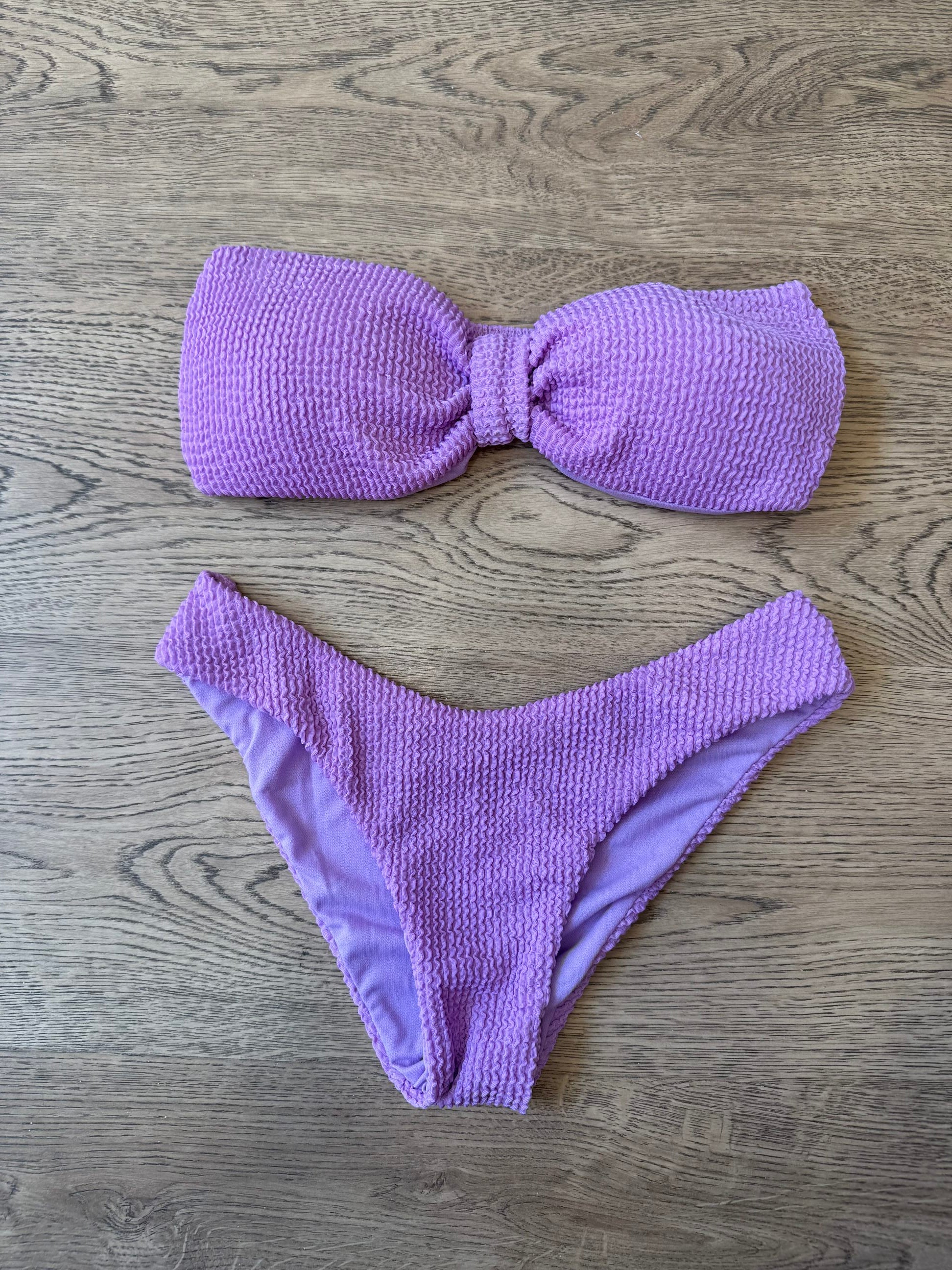 Bikini a fascia texture arricciata