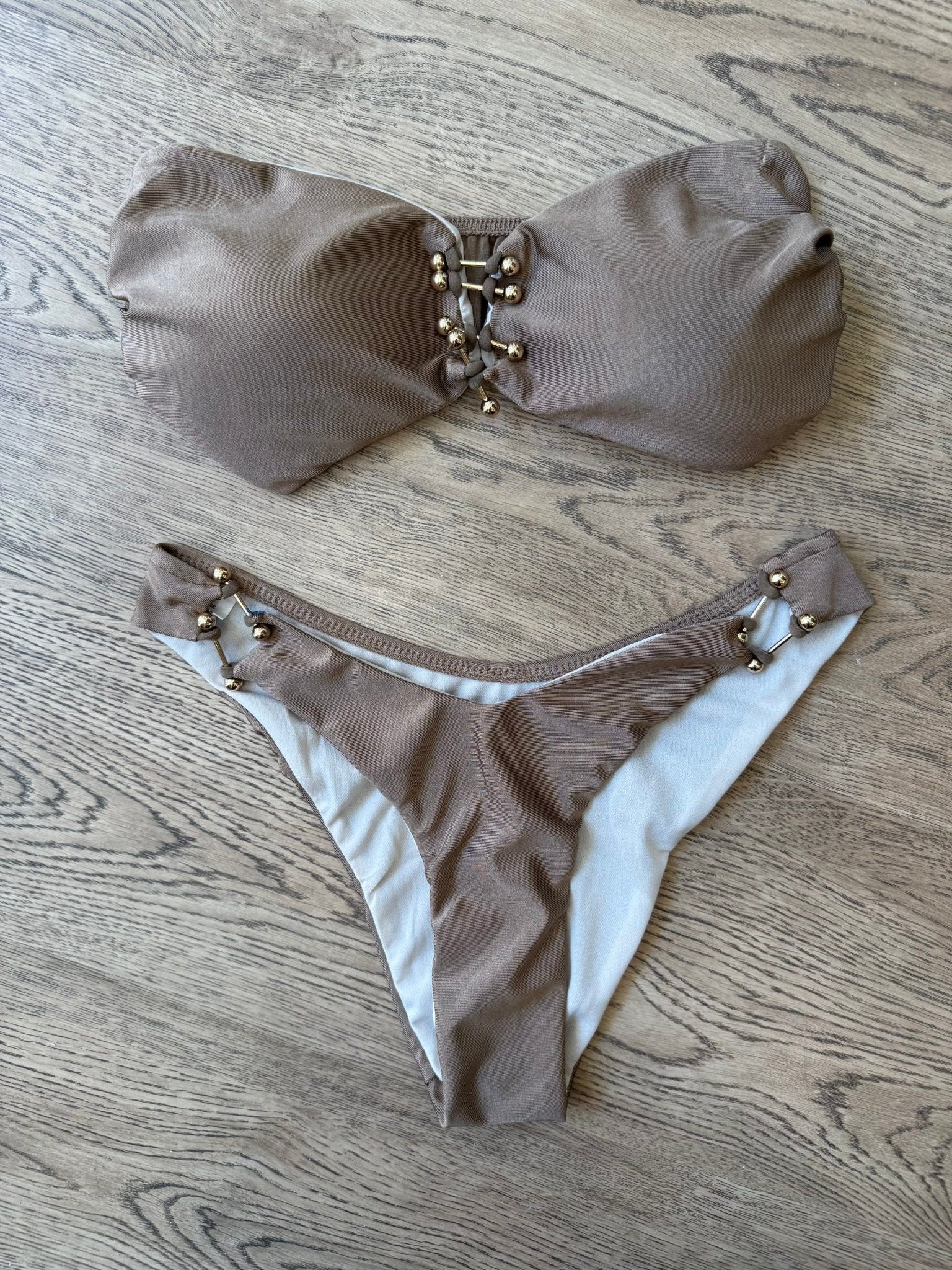 Bikini a fascia con applicazioni dorate - G.Glamour