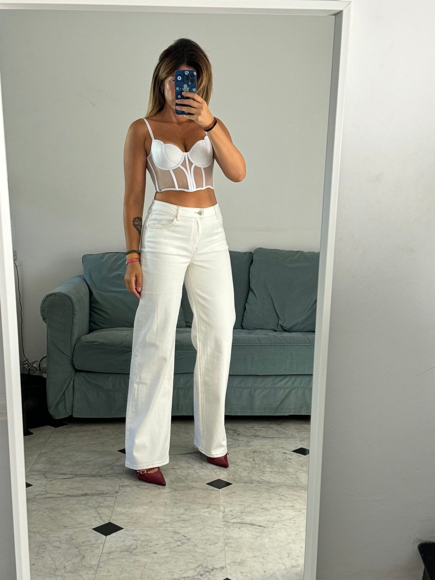 Jeans wide leg bianco