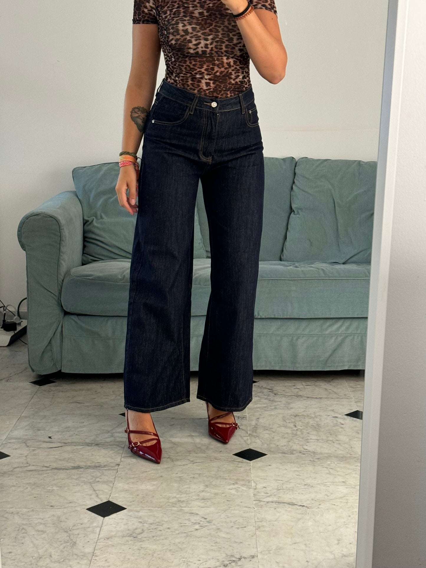 Jeans wide leg lavaggio scuro