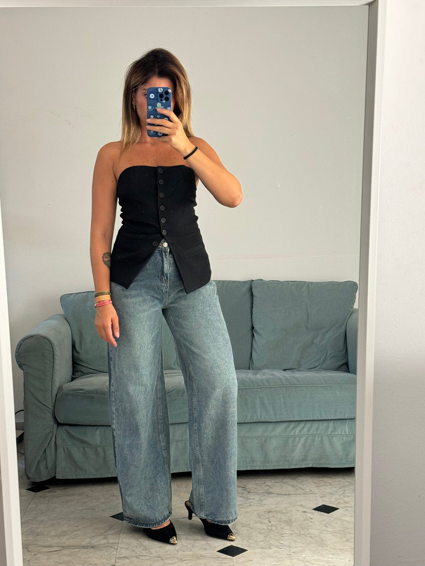 Jeans wide leg sabbiato classic