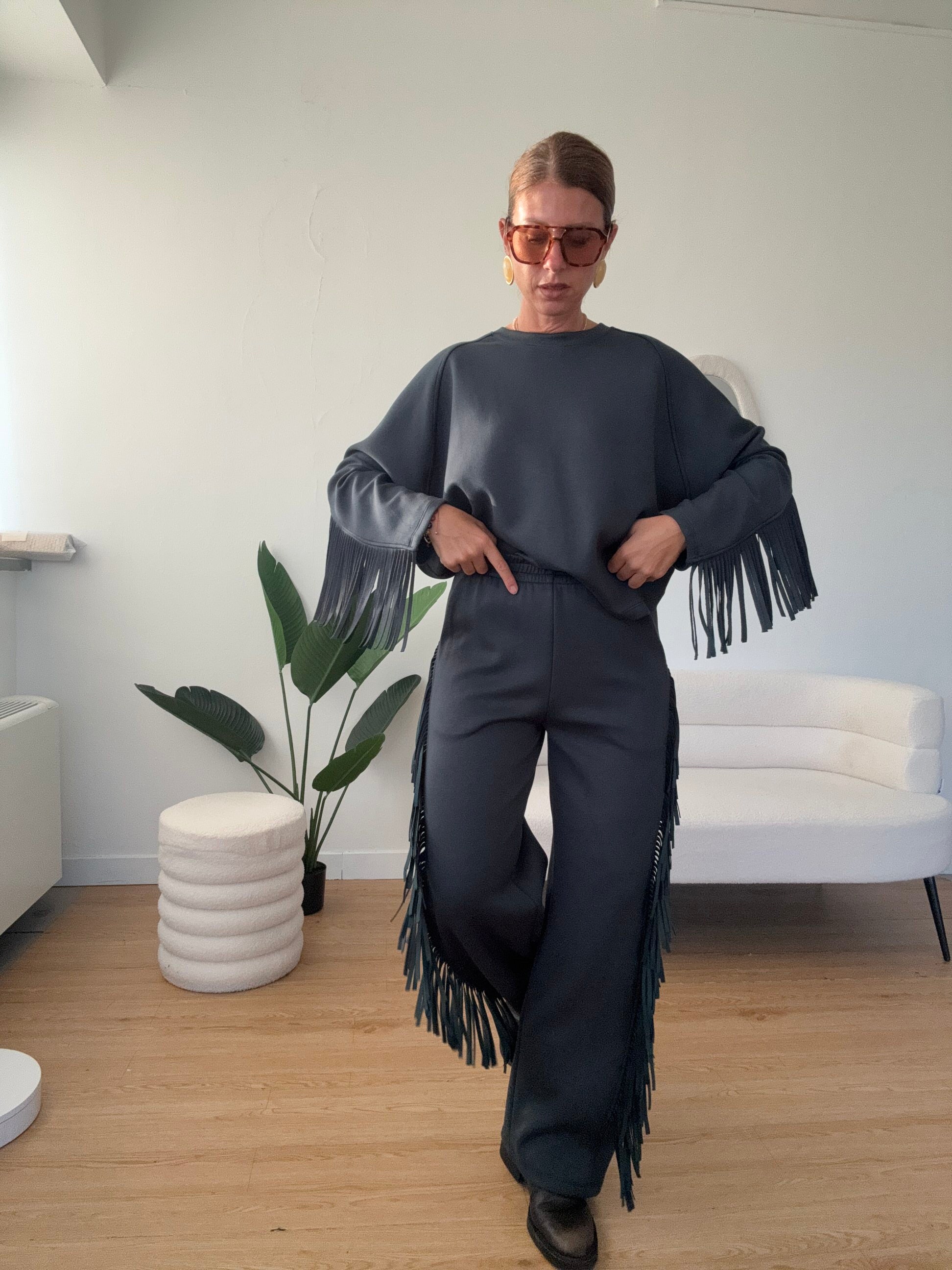 Pantaloni tuta con frange By Lumina