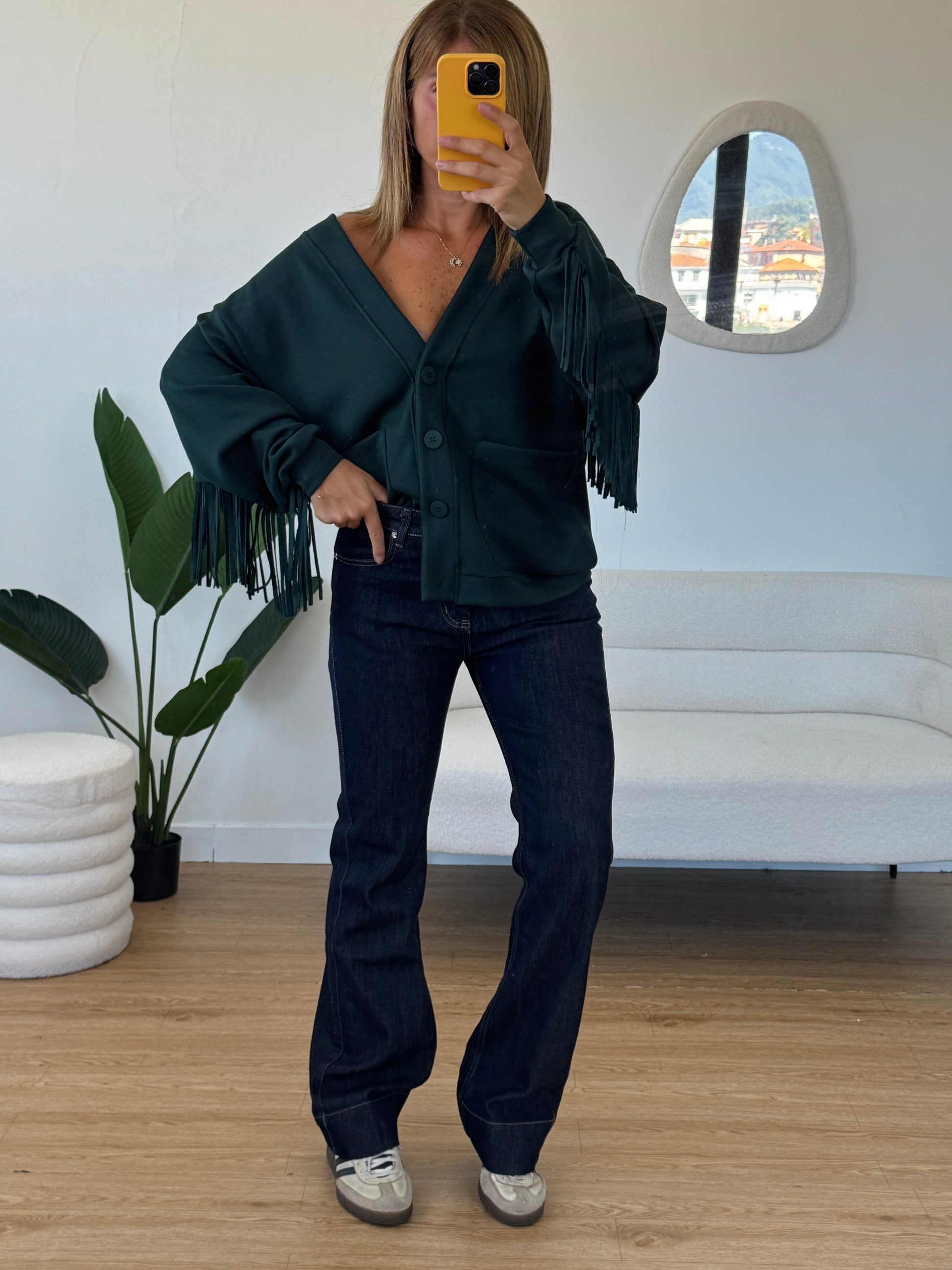 Felpa Cardigan con frange By Lumina