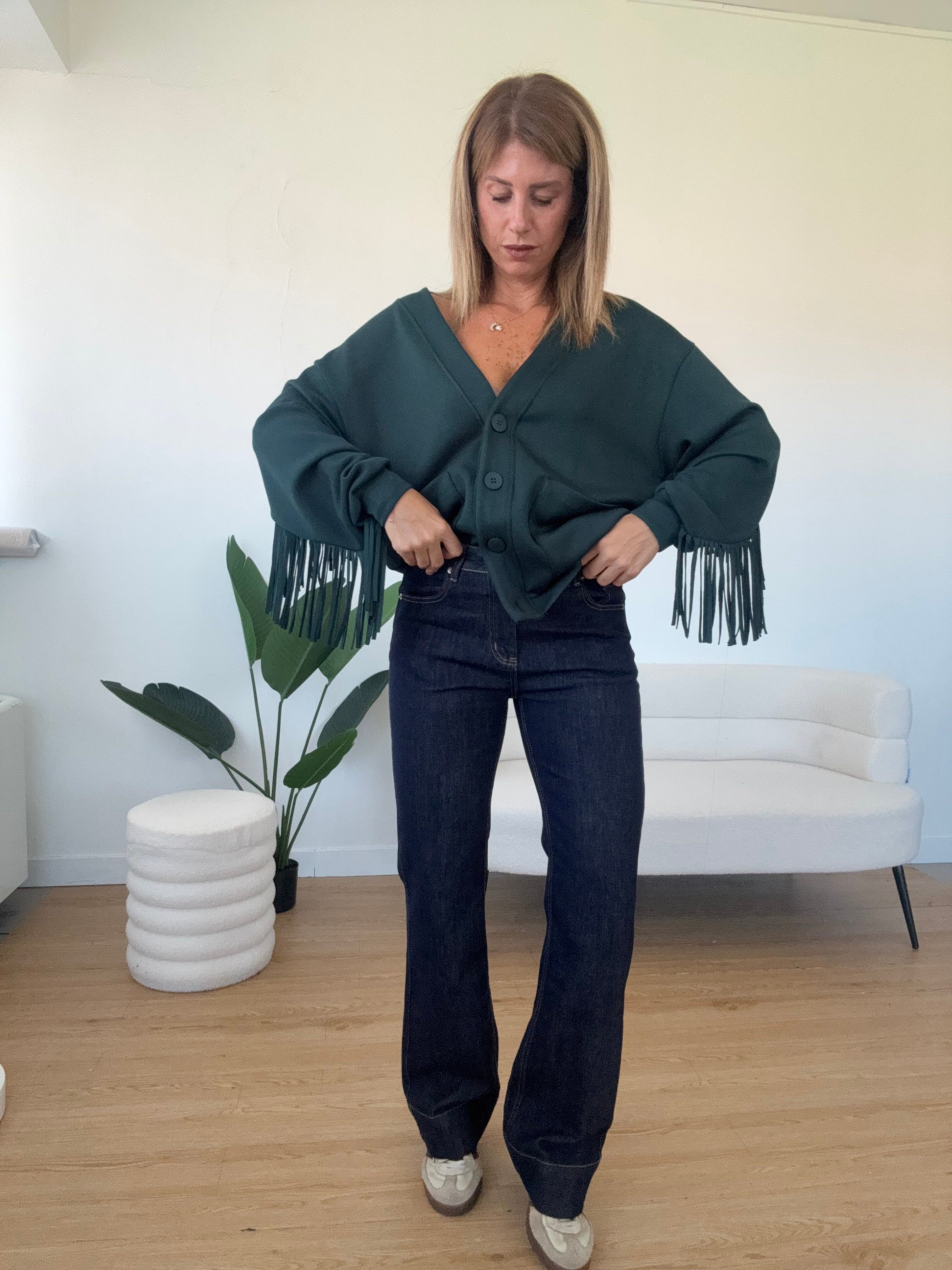 Felpa Cardigan con frange By Lumina