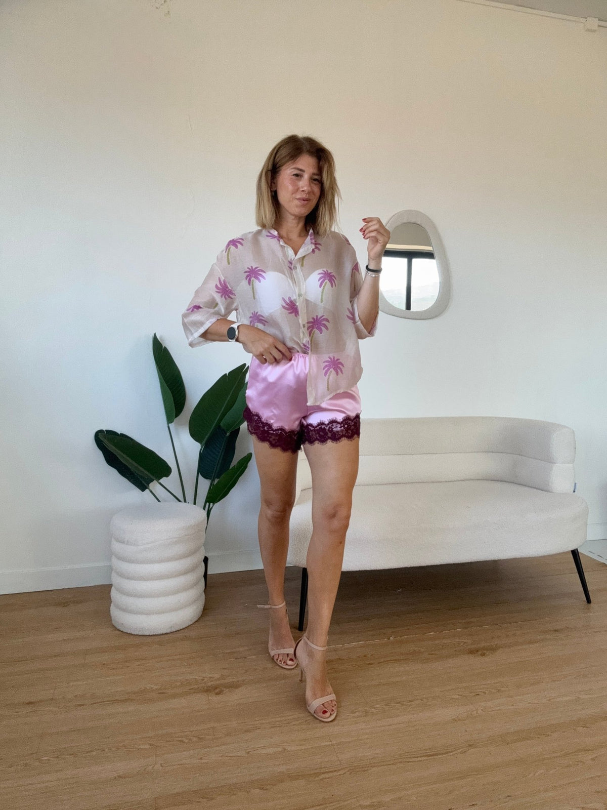 Shorts effetto seta in pizzo - G.Glamour
