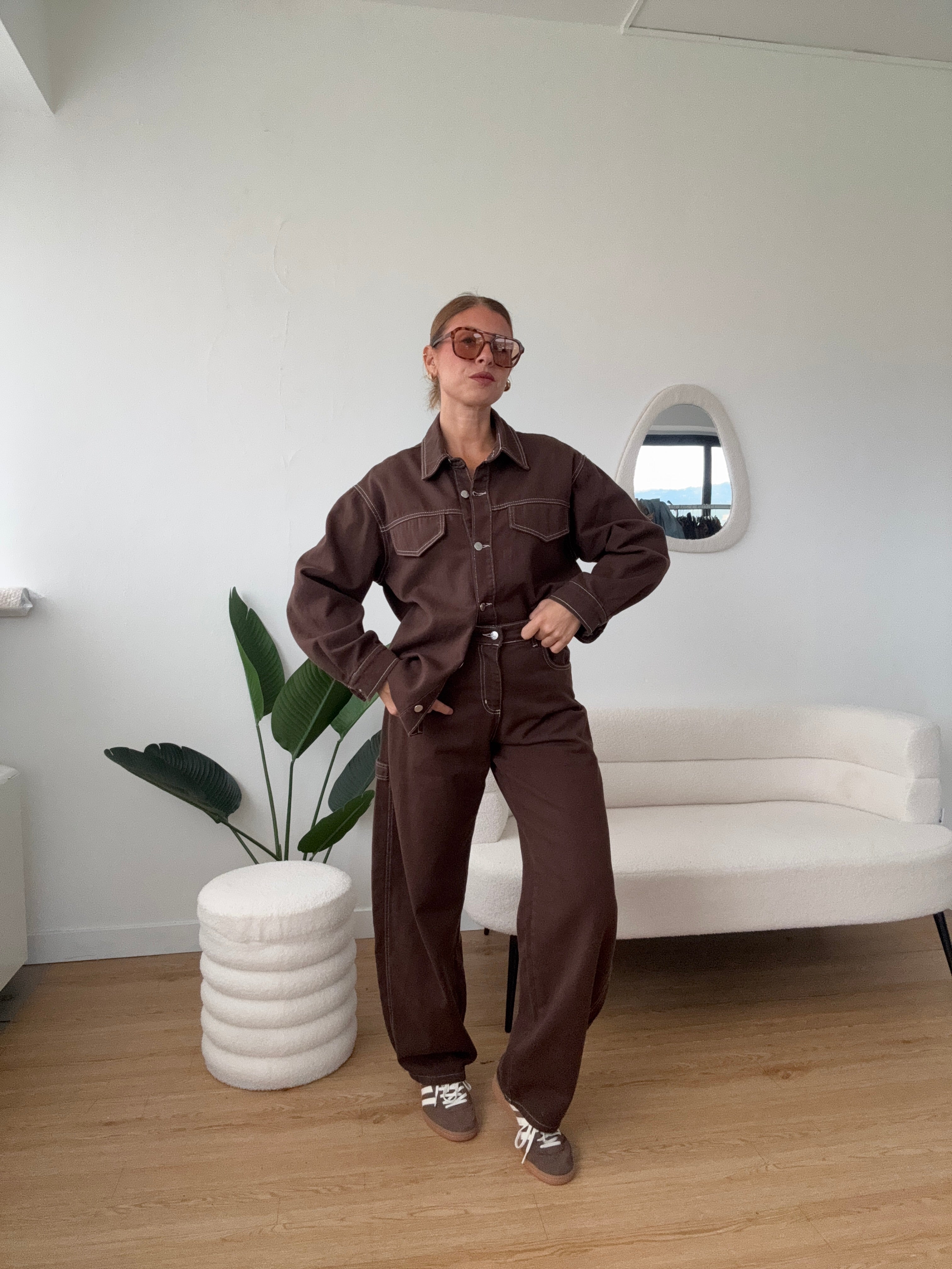 Jeans balloon cargo completo choco