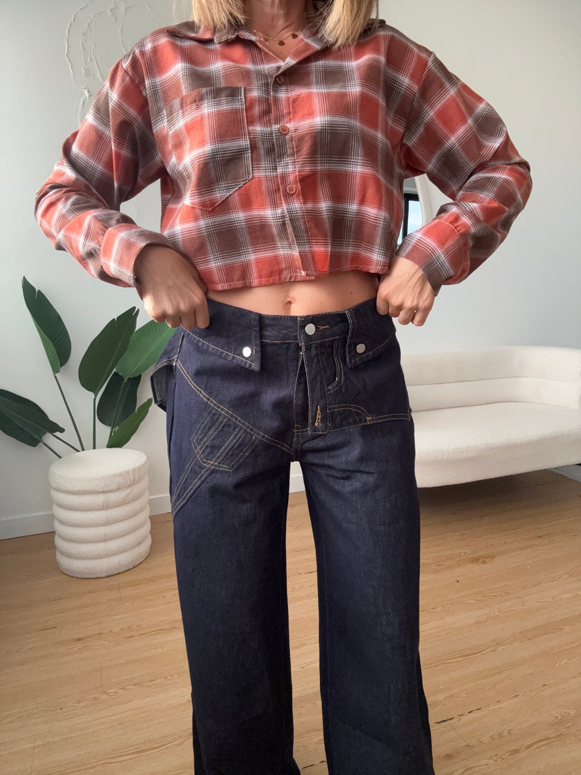 Camicia a quadri crop