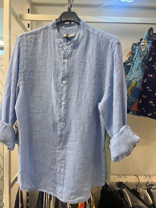 Camicia collo coreano azzurra