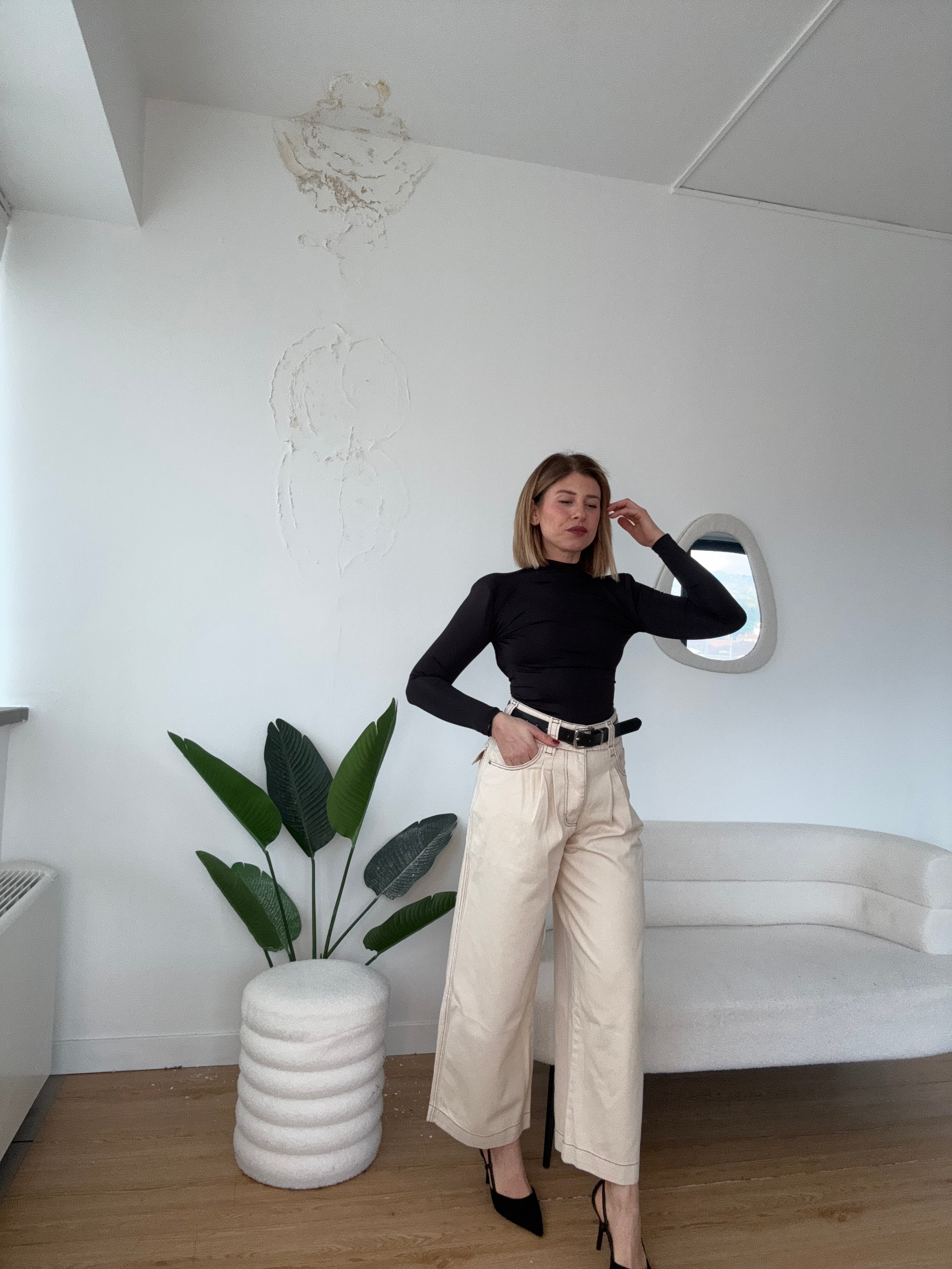 Jeans maxi tasconi panna