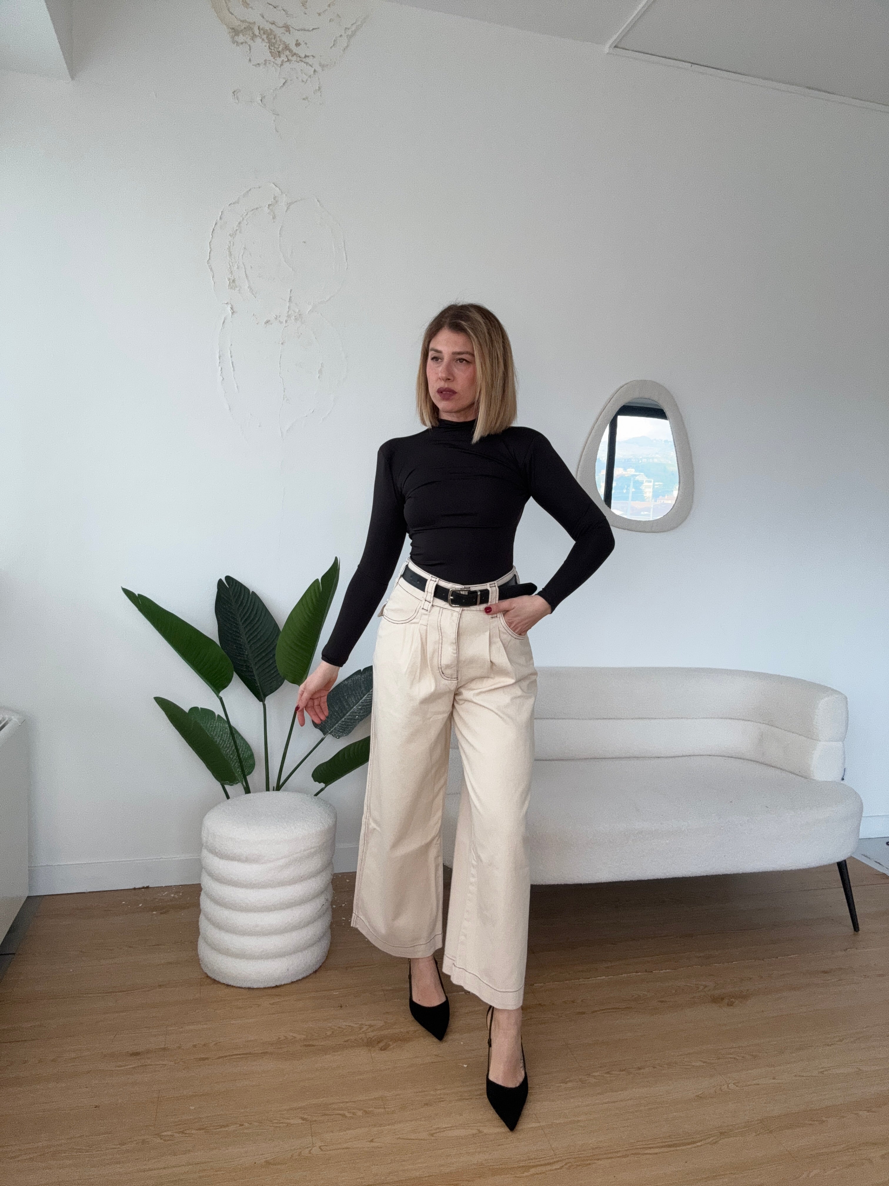 Jeans maxi tasconi panna