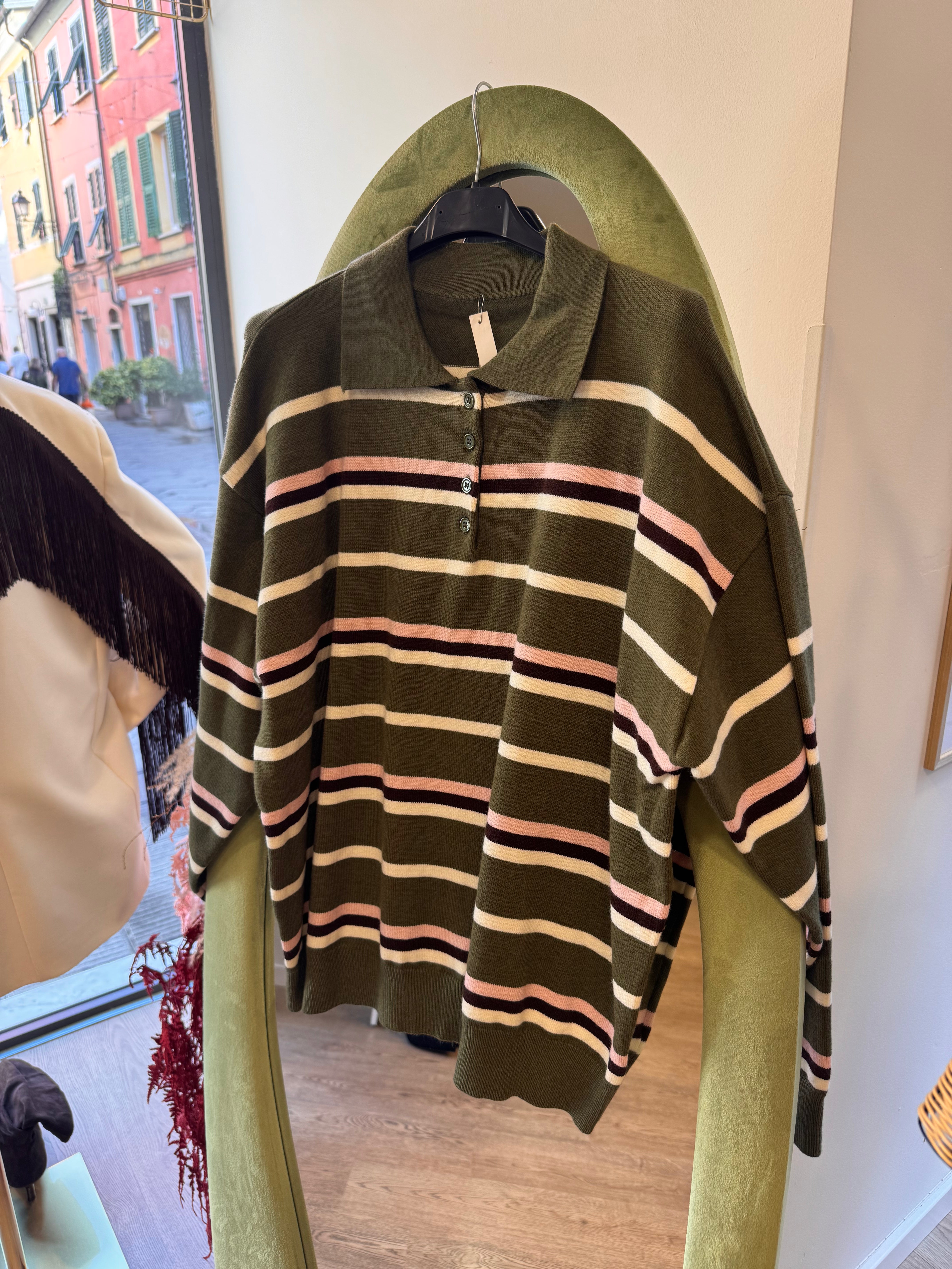 Polo a righe con colletto