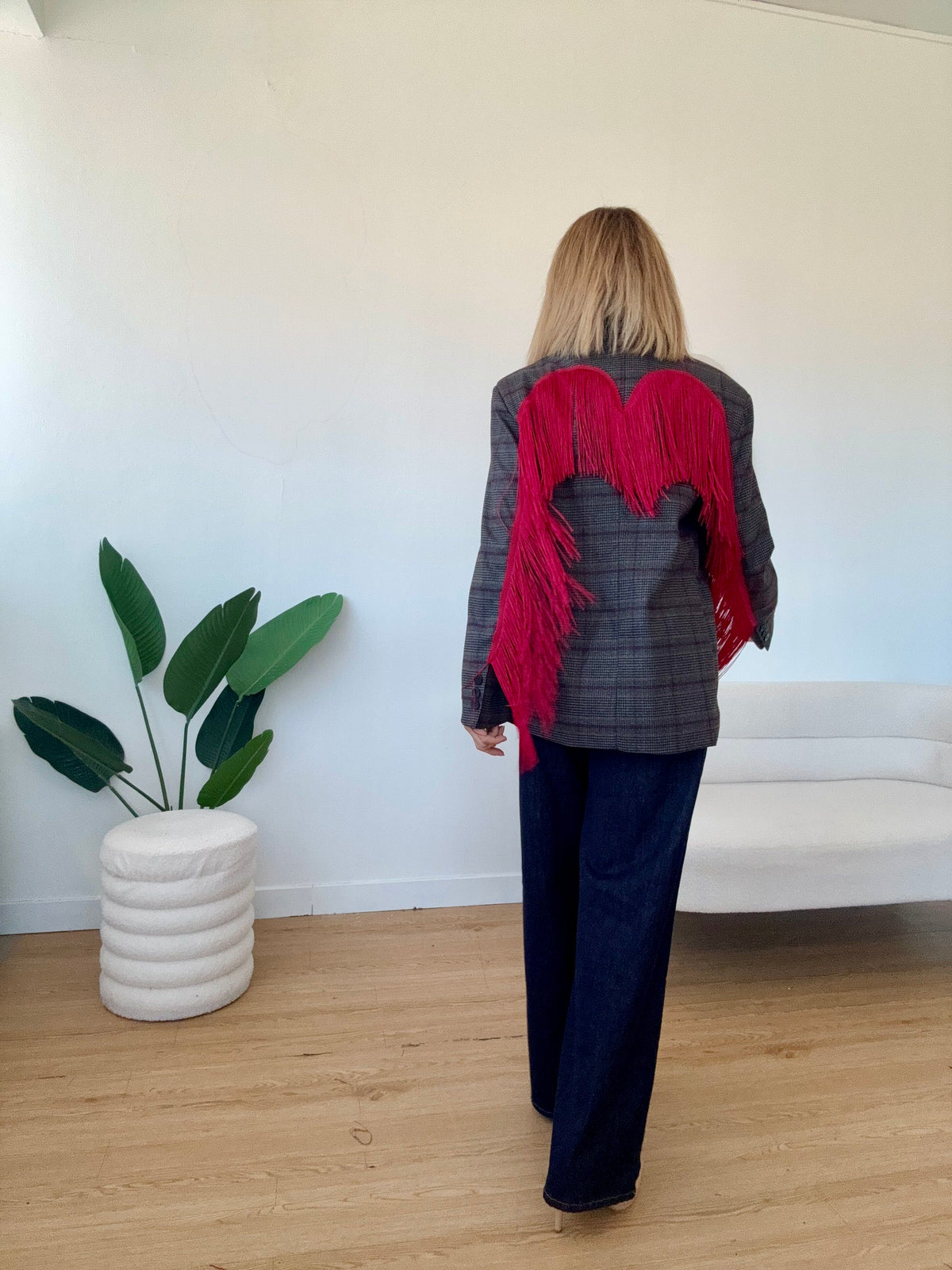 LUMINA- Blazer con frange oversize