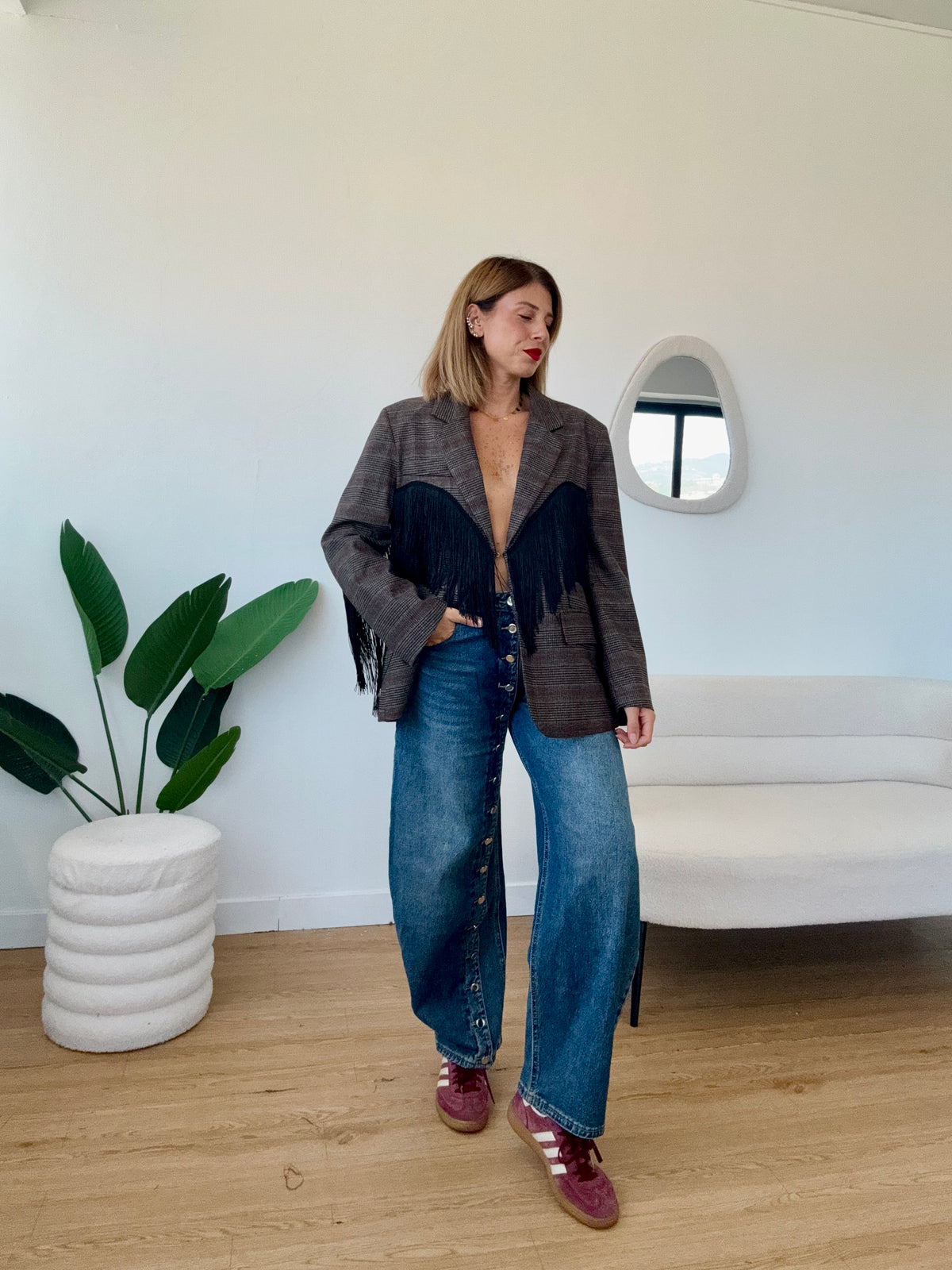 LUMINA- Blazer con frange oversize