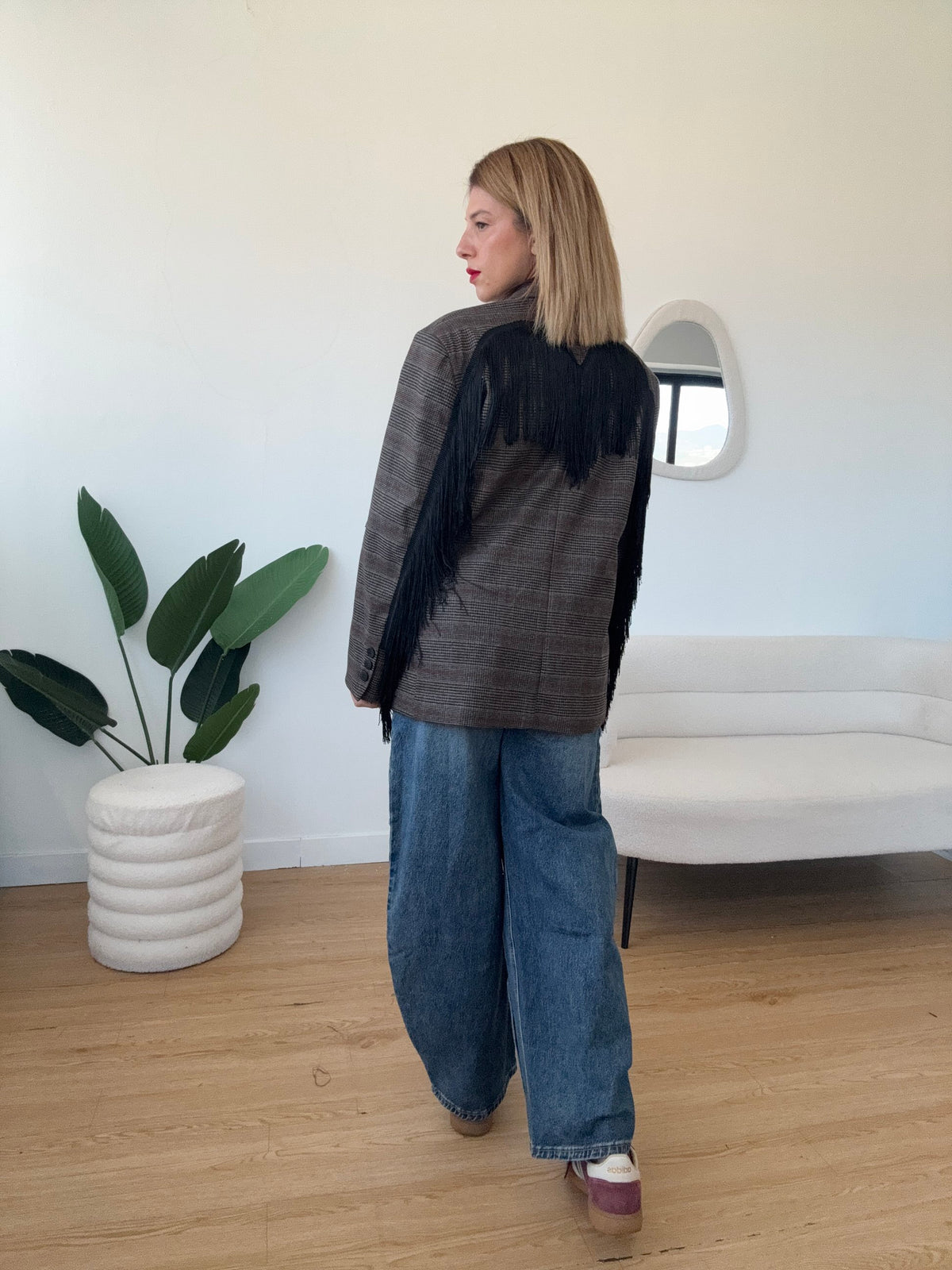 LUMINA- Blazer con frange oversize