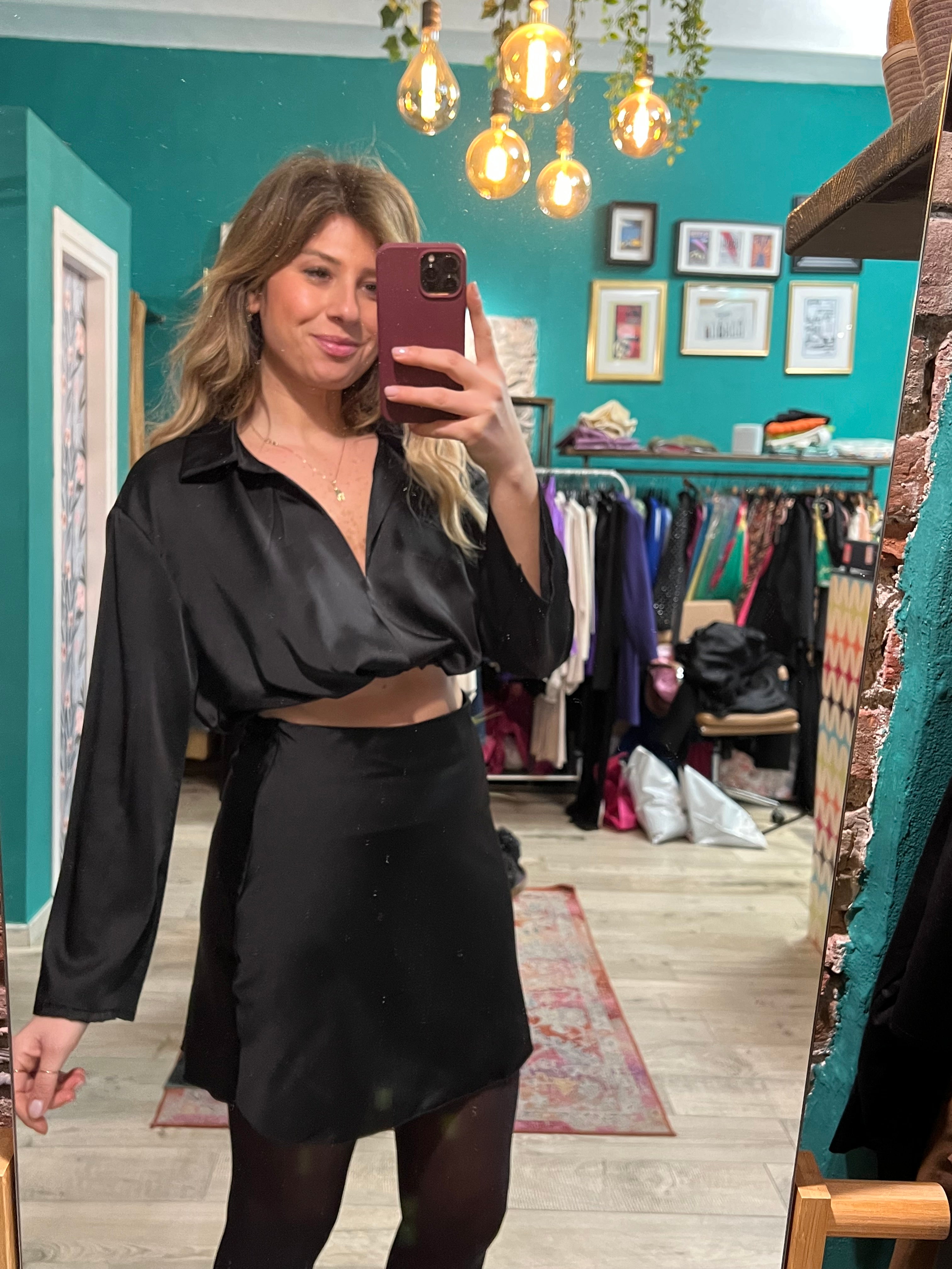 Camicia Crop effetto seta